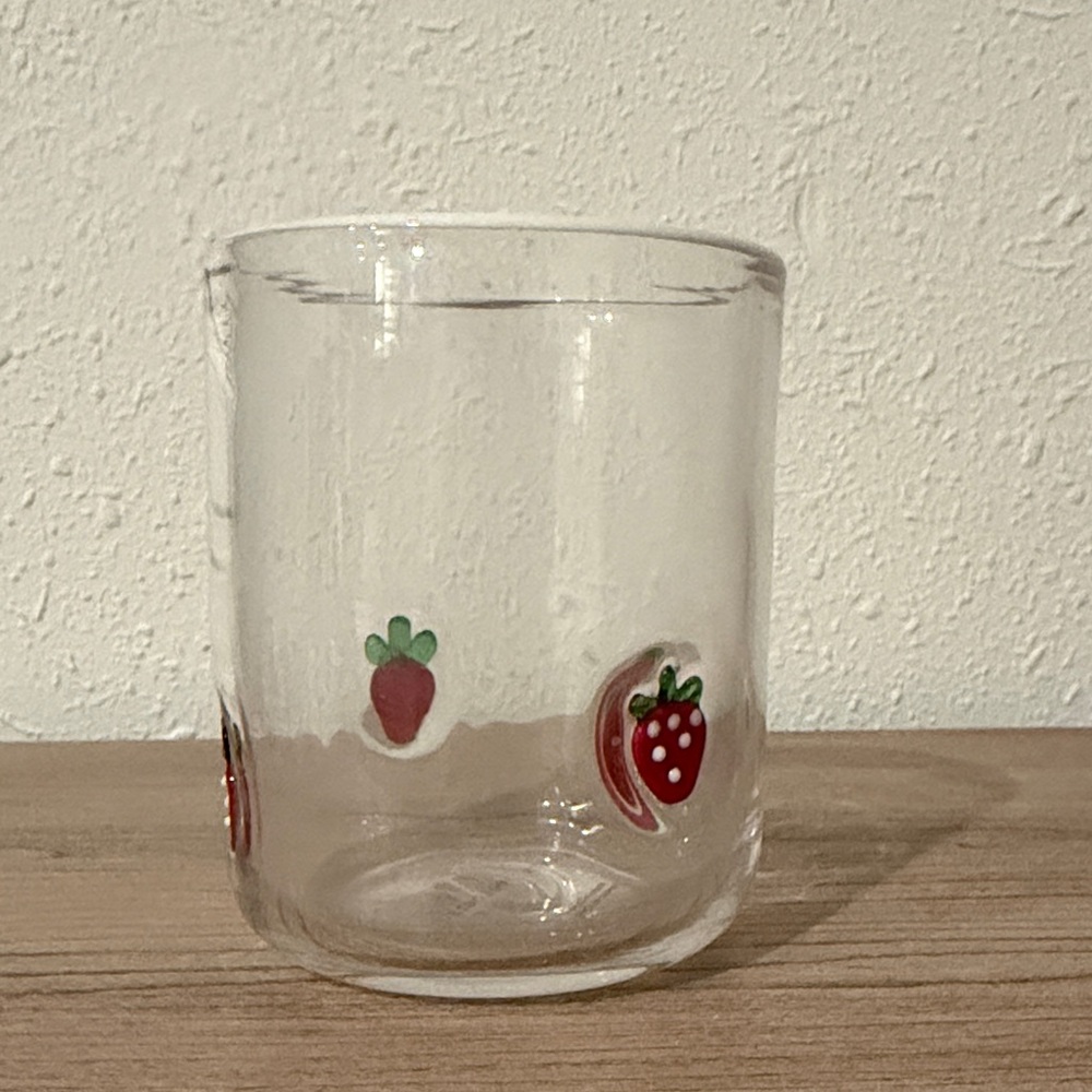 Anthropologie Icon Juice Glass Strawberries